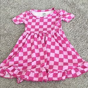 Dream Big Little Toddler Hot Pink Checkered Bamboo Flair Dress